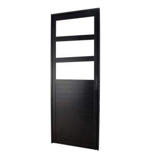 Porta de Giro em Alumínio Preto Lambri 3 Vidros 215x80x4 cm Direita Nobre CRV 1