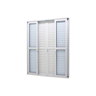 Porta Balcão em Alumínio Branco Perfecta Max 215x200x13,1cm 6 Folhas c/ Fechadura Jap 1