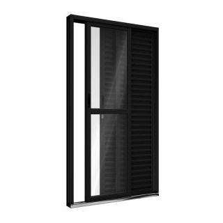 Porta Balcão de Alumínio 213 x 150 x 13 cm Preto 3 Folhas Esquerda Riobras 1