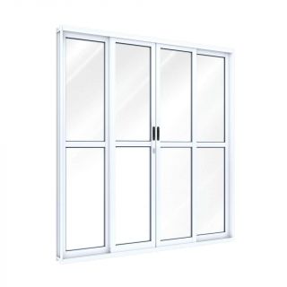 Porta de Correr de Alumínio com Travessa 213 x 200 x 12 cm 4 Folhas Riobras 1