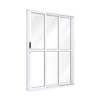 Porta de Correr de Alumínio com Travessa 213 x 150 x 13 cm 3 Folhas Esquerda Riobras 1