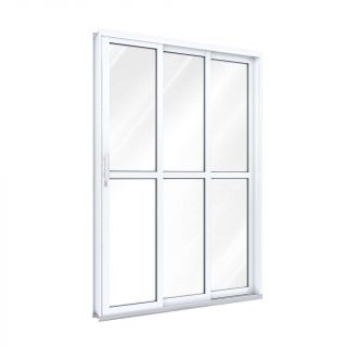 Porta de Correr de Aço com Travessa 213 x 150 x 13 cm 3 Folhas Direita Riobras Pronta 1