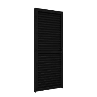 Porta de Giro de Alumínio Laminada 215 x 65 x 6,5 cm Preto Esquerda Riobras 1