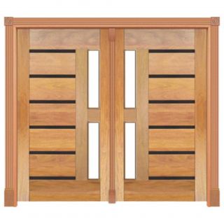 Portal Pivotante BBB Friso Preto p/Vidro Mod. 562 em Madeira Maciça Cedro Arana Casmavi 1