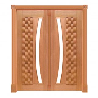 Portal Pivotante Couro Arco p/Vidro Mod. 370 em Madeira Maciça Cedro Arana Casmavi 1