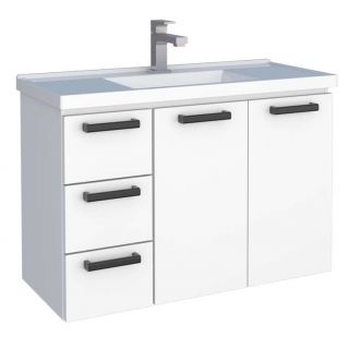 Gabinete de Banheiro Branco em Aço com Lavatório Sintético Damasco Cozimax 1