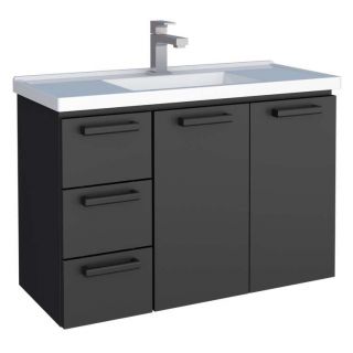 Gabinete de Banheiro Preto em Aço com Lavatório Sintético Damasco Cozimax 1