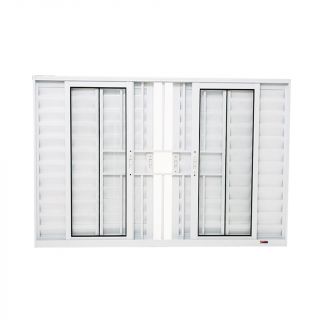 Janela Veneziana 6 Folhas em Alumínio 120 x 200 x 8,4 cm com Grade Branco Boldie Prado Alumínio 1