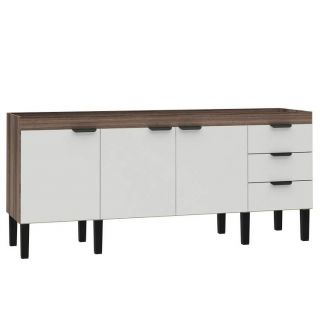 Gabinete de Cozinha Tamarindo e Branco em Madeira Montado pra Pia 200cm Flamingo Cozimax