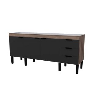 Gabinete de Cozinha Tamarindo e Preto em Madeira Montado pra Pia 200cm Flamingo Cozimax