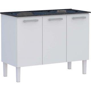 Gabinete de Lavanderia Branco em Aço 114x50 cm com Tanque Sintético Preto Venus Cozimax 1