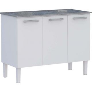 Gabinete de Lavanderia Branco em Aço 114x50 cm com Tanque Sintético Cinza Venus Cozimax 1