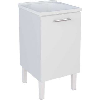Gabinete de Lavanderia Branco em Aço 50cm com Tanque Sintético Branco Max Cozimax 1