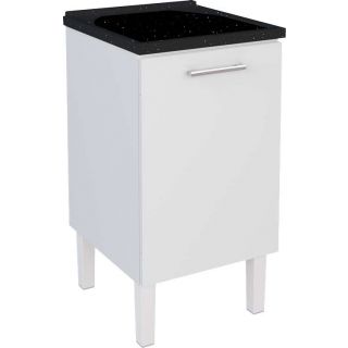 Gabinete de Lavanderia Preto em Aço 50cm com Tanque Sintético Preto Max Cozimax 1