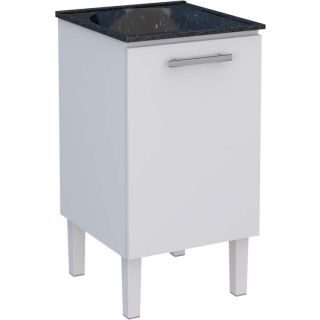 Gabinete de Lavanderia Branco em Aço 50x50 cm com Tanque Sintético Preto Venus Cozimax 1