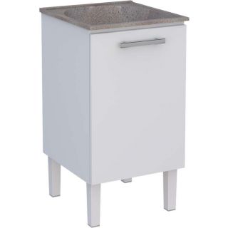Gabinete de Lavanderia Branco em Aço 50x50 cm com Tanque Sintético Bege Venus Cozimax 1