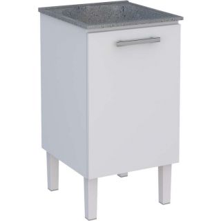 Gabinete de Lavanderia Branco em Aço 50x50 cm com Tanque Sintético Cinza Venus Cozimax 1