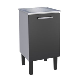 Gabinete de Lavanderia Montado em Aço Preto 50x50cm c/ Tanque Sintético Branco Vênus Cozimax 1