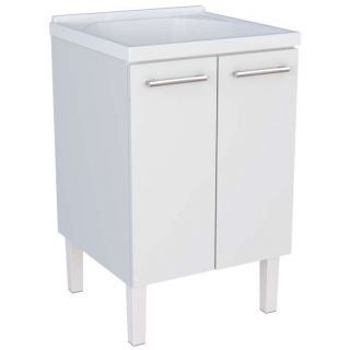 Gabinete de Lavanderia Branco em Aço 60cm com Tanque Sintético Branco Max Cozimax 1
