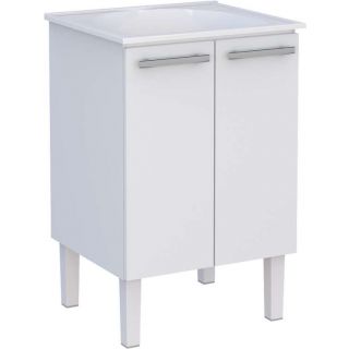 Gabinete de Lavanderia Branco em Aço 60x50 cm com Tanque Sintético Branco Venus Cozimax 1