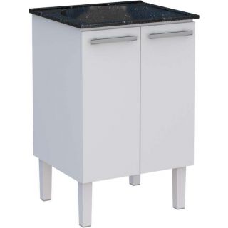 Gabinete de Lavanderia Branco em Aço 60x50 cm com Tanque Sintético Preto Venus Cozimax 1