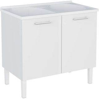 Gabinete de Lavanderia Branco em Aço com Tanque Sintético Branco Max Cozimax 1