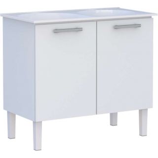 Gabinete de Lavanderia Branco em Aço 100x50 cm com Tanque Sintético Branco Venus Cozimax 1