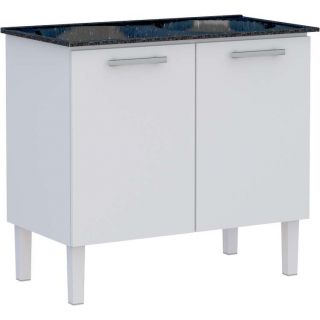 Gabinete de Lavanderia Branco em Aço 100x50 cm com Tanque Sintético Preto Venus Cozimax 1