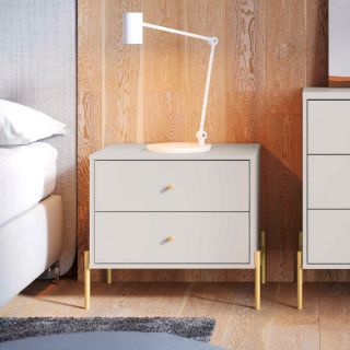 Mesa de Cabeceira Jasper Branco Gloss/Dourado Provincia 1