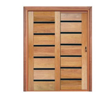 Porta de Correr BBB Friso Preto 2 Folhas em Madeira Maciça Cedro Arana Casmavi