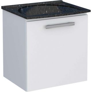 Gabinete de Lavanderia Branco em Aço 50x40 cm Suspenso com Tanque Sintético Preto Venus Cozimax 1