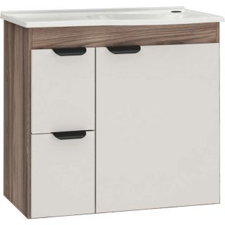 Gabinete de Banheiro Branco e Tamarindo em Madeira Margarida Cozimax 1
