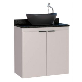 Gabinete de Banheiro Nude em Madeira com Tampo em Granito Aster 60 Cozimax 1