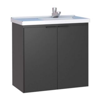 Gabinete de Banheiro Preto em Madeira Aster 60 Cozimax 1