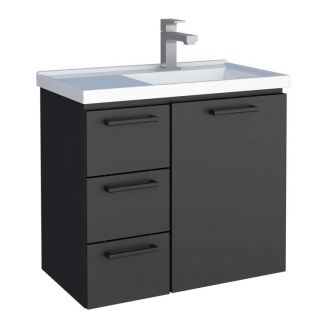 Gabinete de Banheiro Preto em Aço Ameixa Cozimax 1