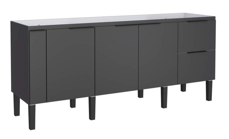Gabinete de Cozinha Preto em Madeira Montado 194cm Cisne Cozimax