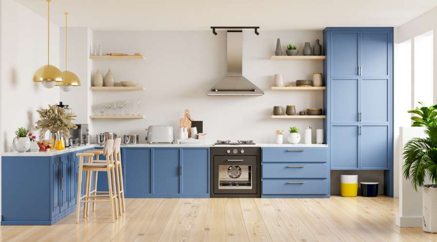 cozinha-azul-com-dourado-moderna