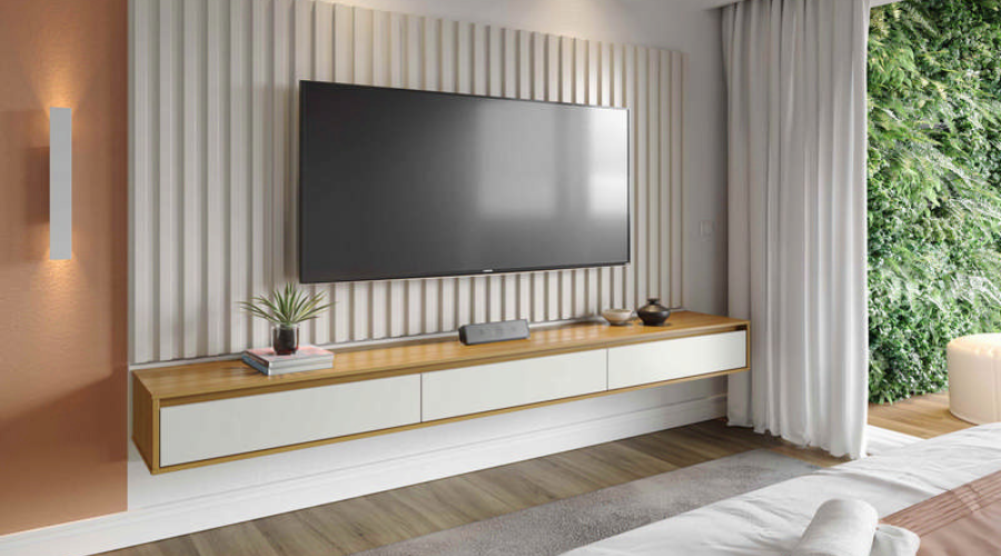 painel de tv no quarto